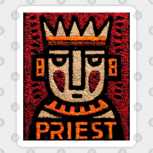 Tarot Priest Card Illustration – Spiritual Occult Design Sticker by TuncGK